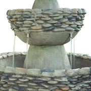 Garden Water Fountain, Large Contemporary Water Feature, 3 Tiered Stone Effect Indoor Waterfall Ornament with Pump, Outdoor Patio Decor