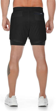 Mens Running Gym 2 in 1 Sports Shorts Breathable Outdoor Workout Training Shorts with Pockets