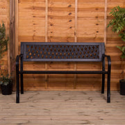 Steel Garden Bench, Lattice Style Design 3 Seater Outdoor Furniture Seating Park Patio Seat