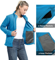 Womens Fleece Jackets Ladies Lightweight Warm Full Zip Coat Breathable Microfleece Ladies Sweater Casual Long Sleeve, Ideal for Travelling Outdoor Sport