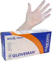 Gloveman Clear Vinyl Gloves (Box of 100) (Medium)