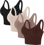 4-Pack Comfy Cami Bras for Women Crop Tops Padded Longline Yoga Bralettes Lounge Sports Bras
