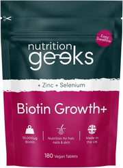 Biotin Hair Growth Supplement - 180 Tablets Enhanced with Zinc & Selenium, Hair Vitamins Complex - Biotin 10000 Mcg - Vegan, Hair Skin and Nails Vitamins for Women & Men UK