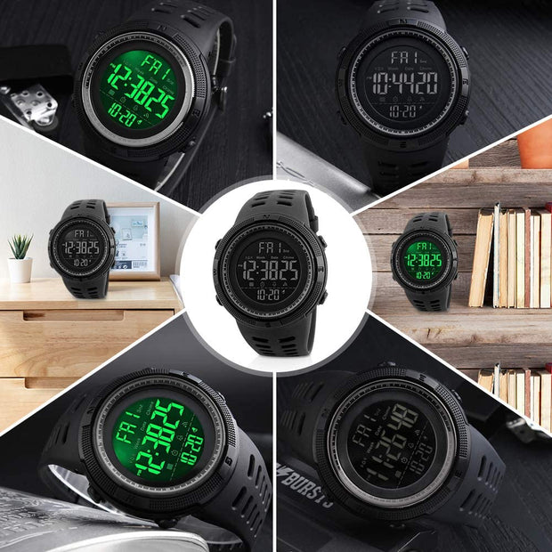 Mens Sports Digital Watch, Waterproof Sports Watch Outdoor Running Watch with LED Backlight, Timer, Alarm, Sport LED Wrist Watch for Men