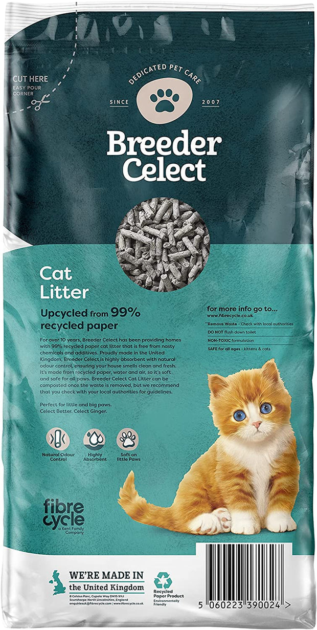 Breeder Celect Recycled Paper Cat Litter, 30L (Pack of 1)