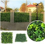 12Pcs Pack Artificial Hedges Panels, Faux Square Green Leaves Topiary Mixed Ferns Shrub Grass Privacy Greenery Fence Wall Panels Cover Backdrop, Home Garden Outdoor Wall Decoration