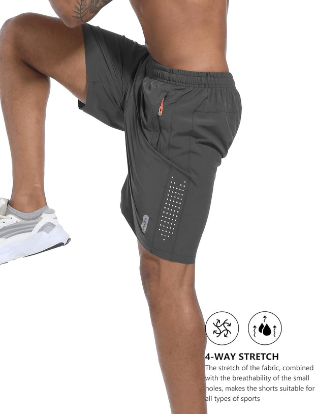 Men'S Quick Dry Breathable Outdoor Sports Beach Shorts Athletic Hiking Shorts with Zipper Pockets