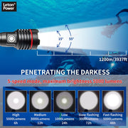 Diving Torch,Waterproof Torch, 2000Lumens Underwater 100M Scuba Diving Torch, with Type-C Charging Underwater Torch for Professional Outdoor under Water Sports [Energy Class A+++]