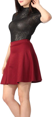 Women'S Plain Skater Skirt Basic A-Line Stretchy Flared Mini Flowy Skirt Multiple Colours plus Size Curve 8-22