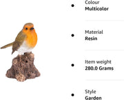 Singing Robin on Stump Highly Detailed Home or Garden Decoration with Built in Motion Sensor (WBS-RB01-F)