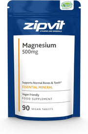 Magnesium 500Mg, 90 Vegan Tablets. 3 Months Supply. Supports Muscle and Bone Health. Vegan Formula Magnesium Supplement.