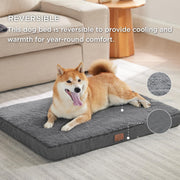 Large Dog Bed Washable - Orthopedic Dog Bed and Mattress Mat for Dog Crate with Removable Plush Sherpa Cover, Gifts for Dog, Grey, 91X69X7.6Cm