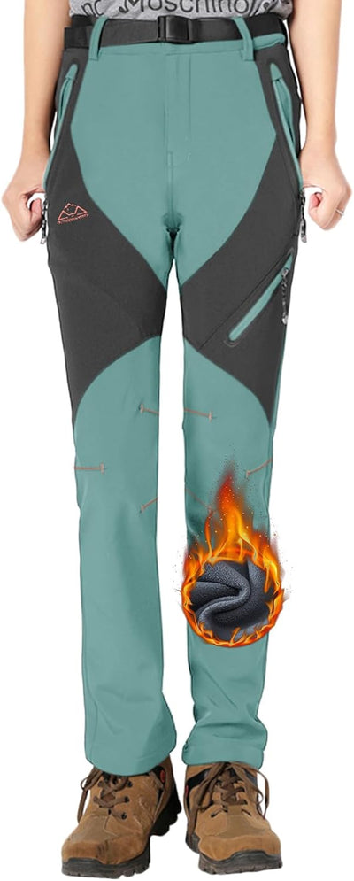 Womens Walking Hiking Waterproof Trousers Winter Fleece Lined Thermal Outdoor Softshell Ski Snow Pants