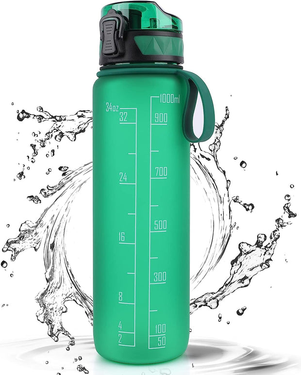 Sports Water Bottle 1L Leakproof Design Water Bottle, BPA Free Tritan Plastic Drinking Bottle for Teenager, Adult, Sports, Hiking, Gym, Fitness, Outdoor, Cycling, School & Office