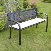Meadow Black Garden Bench Metal 2 Seater Patio Chair Outdoor Seating Ornate Design