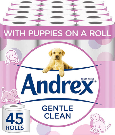 Gentle Clean Toilet Rolls - 45 Toilet Roll Pack - Bulk Buy Toilet Rolls - Gentle and Soft on Your Family'S Skin - Dermatologically Tested