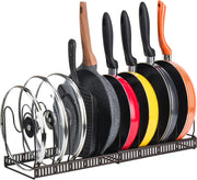 Bakeware Organiser Rack for Kitchen Cupboard or Pantry, with 10 Adjustable Compartments, Black