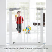 Lindam Stair Gate, Sure Shut Axis Toddler & Baby Gate, Stair Gate Pressure Fit Baby or Dog Gate, Baby Safety Gate for Stairs & Doorways, Easy Install No-Screws Child Gate, 76-82Cm, White
