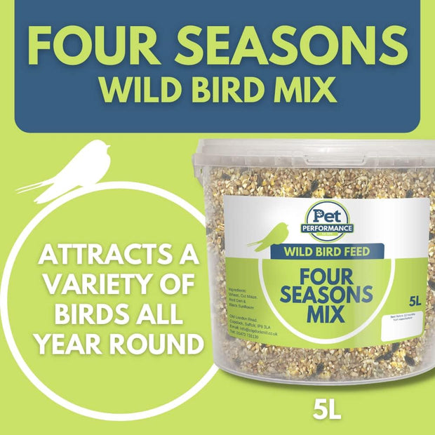 Pet Performance Wild Bird Four Seasons Mix 5 Litre Tub – All Year-Round Wild Bird Seed – 100% Natural Ingredients – Suitable for All Wild Bird Species