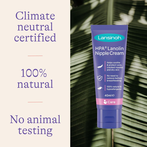 HPA Lanolin Nipple Cream for Sore Nipple & Cracked Skin, 100% Natural Single Ingredient, Breastfeeding Essential, Tasteless, Odourless, Hospital Bag, Moisturising, 40Ml