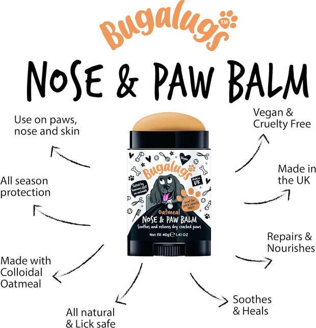Dog Nose Balm, Natural Lick Safe Paw Balm for Dogs Contains Colloidal Oatmeal, Dog Paw Cream Vegan Formula Nose Balm for Dogs Reduces Skin Irritation and Redness. (40G Stick)